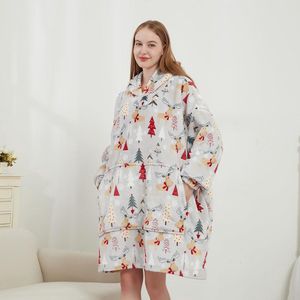 Sherpa Fleece Deken Hoodie - Oversized Draagbare Deken - Uniseks - Superwarm en Behaaglijk - Pluche Flanellen Capuchon Deken met Grote Zak - Cadeau-idee