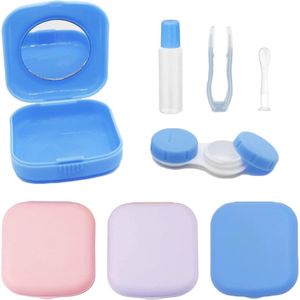 3 stuks contactlenzenhouders, draagbaar, hygiëne, contactlenzenhouder, reisset, geschikt voor dagelijkse uitstapjes zoals reizen en werken, roze, paars, blauw