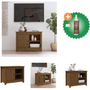 vidaXL Tv-meubel 70x36-5x52 cm massief grenenhout honingbruin - Kast - Inclusief Houtreiniger en verfrisser