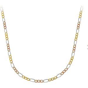 Juwelier Zwartevalk - 14 karaat gouden tricolor figaro ketting 6-03COL/50cm