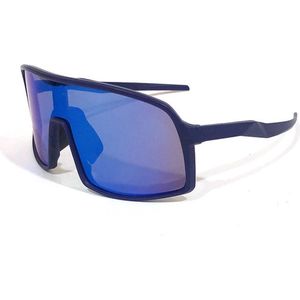 Garpex® Fietsbril - Sportbril - Polaroid Zonnebril - Racefiets - Mountainbike - Motor - Donkerblauw Frame Blauwe Glazen