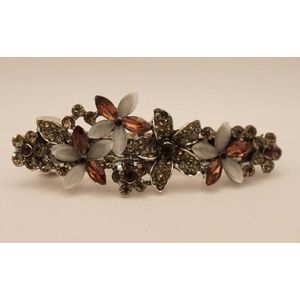 Haarclip bloemen rood, wit met glitter steentjes - alledaagse haarclip - haarclip bloemen - simpele bloemen haarclips - haarclip met bloemen - gekleurde bloemen haarclips - bloemen haaraccessoire - bloemen haarsieraad - haarclips groot volwassen