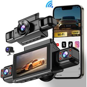 TKMARS 4 CH dashcam voor auto - 2K Front Recording - Nachtzicht -1080P FullHD video - Wifi - 3 inch scherm - Night vision - Parkeermonitor - Met 64GB Card