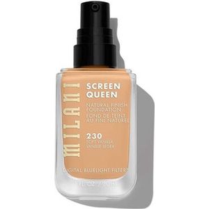 Milani - Screen Queen - Foundation - 230 Soft Vanilla - Nude - Natural Finish - Digital Bluelight Filter - Fotofilter - Langhoudend & Licht - 30 ml