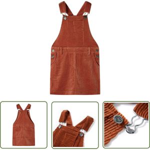 vidaXL Meisjesjurk - Kinderjurk - Kindertuinjurk 116 ribfluweel cognackleurig - Zomerjurk - Ribfluweel Jurkje - Kindermode