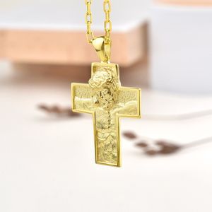 Jesus aan kruis ketting voor christelijk geschenk Gold Polished 30 inches