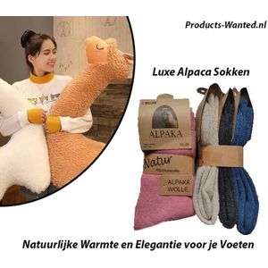 Alpaka Socks - Zand Grijs Zwart Navy Roze - 6 Paar Luxe Sokken - Werksokken