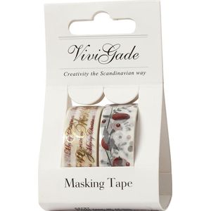 Masking Tape, Merry Christmas en vogels - folie, B: 15 mm, 2x4 m/ 1 doos