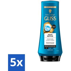 5 x Gliss - Hair Repair - Conditioner Aqua Revive voor Hydraterend en Fris Haar - 200 ml - Haarhydratatie - Droog Haar - Aquaporine Complex - Crèmespoeling - Haarverfrissing