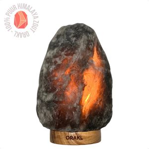 Orakl® - Dimbare Himalaya Zoutlamp Meteor – 6-8 KG – Met Dimmer - 100% Himalayazout - Zoutlamp Grijs - Zoutlamp Himalayazout – Zoutlamp Nachtlampje – Zoutlampen - Zoutsteen – Incl. Houten Standaard