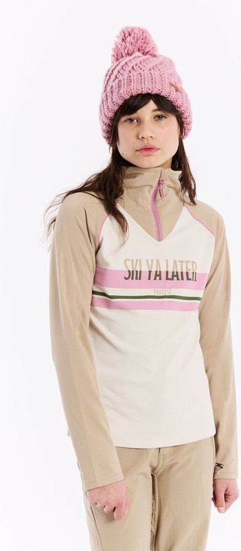 Protest - Prtwonder 1/4 Zip Active Top - Fleecetrui - Beige/Wit