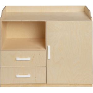 Van Dijk Toys Houten Poppencommode / Poppen Commode - Naturel met Wit (Kinderopvang Kwaliteit)