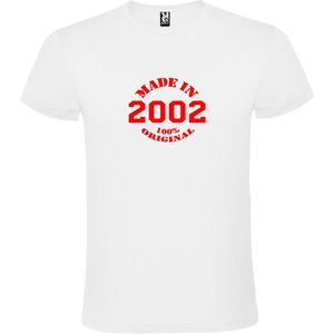 Wit T-Shirt met “Made in 2002 / 100% Original “ Afbeelding Rood Size XXL