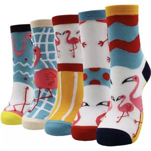 Set sokken - sokkenset van 5 paar - Unisex Sokken - Herensokken - Damessokken - Flamingosokken - Multipack - Maat 35-40