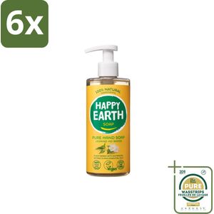 Happy Earth – Handzeep – 100% Natuurlijk Jasmine Ho Wood – 300 ml - Voordeelverpakking - 6 stuks - Jasmijn handzeep - Ho wood handzeep