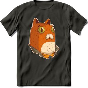 Casual kat T-Shirt Grappig | Dieren katten Kleding Kado Heren / Dames | Animal Skateboard Cadeau shirt - Donker Grijs - XXL