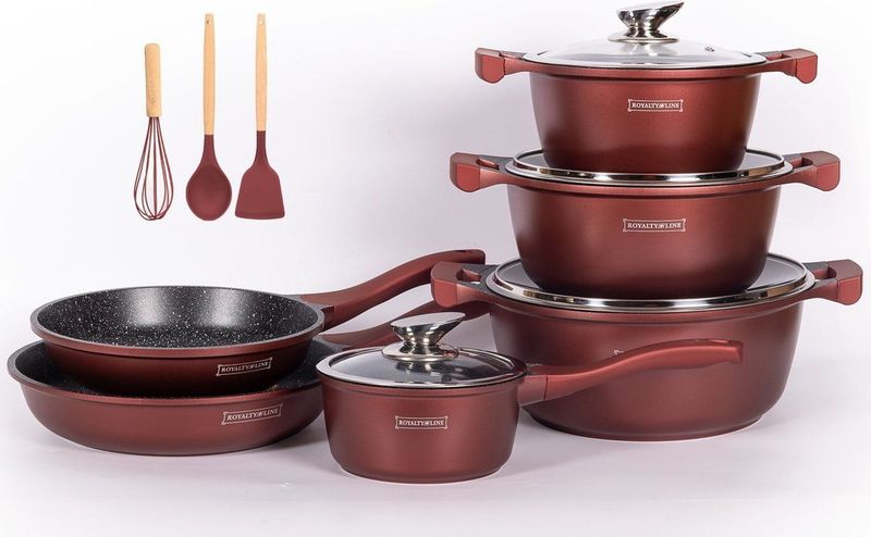 Royalty Line - Inductie Pannenset - Zwart - Roestvrij Staal - Glazen Deksels