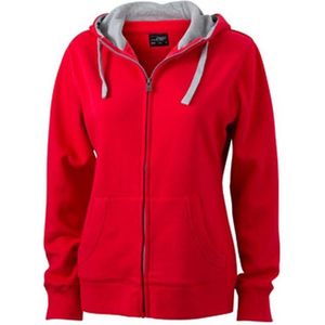 James and Nicholson Vrouwen/dames Lifestyle Zip-Hoodie (Rood/Grijze Heide)
