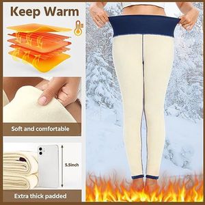 Dikke Thermische Fleece Gevoerde Leggings voor Dames - Hoge Taille Casual Winter Broek