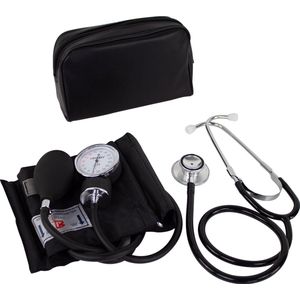 Mobiclinic Handmatige armbloeddrukmeter & Stethoscoop Set - Met hoes - Zwart