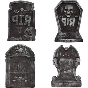 Halloween Decoratie: 4 stuks Schuim Grafstenen voor Binnen en Buiten gebruik