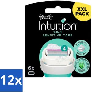Wilkinson Intuition - Navulmesjes - 2 in 1 Sensitive Care - Voor Gevoelige Huid - 6 mesjes - Voordeelverpakking - 12 stuks