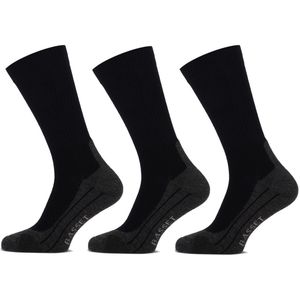 Basset Wandelsokken Merinowol - 3 paar - Zwart - Antiblaren & Geen voelbare teennaad - Dames en Heren - Merino Wol - Maat 47/50