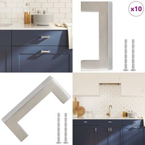 vidaXL Handvatten 10 st 64 mm roestvrij staal zilverkleurig - Handvat - Handvatten - Handgreep Voor Kast - Handgreep