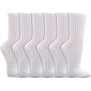 Damessokken | gehaakte sokken | kleur wit | maten 35-38 en 39-42 | per 6 paar
