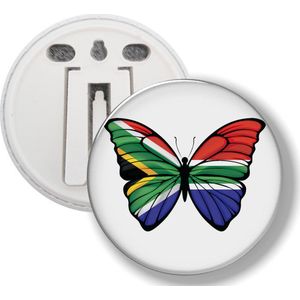 Button Met Clip - Vlinder Vlag Zuid Afrika