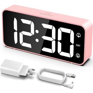 Digitale Wekker met Dubbel Alarm en USB-Oplaadpoort - LED Klok met Aanpasbare Helderheid