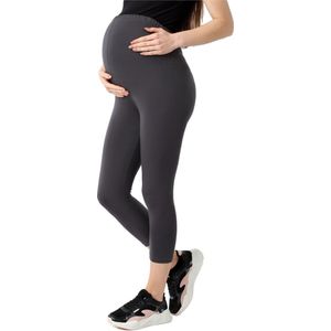 Be Mammy Dames Leggings - Zwangerschapskleding - ¾ Lange - Katoen - Grafiet - S - BE-BE20-284-LE