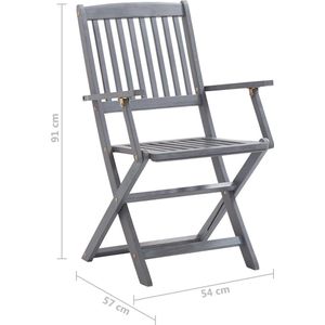 The Living Store Tuinstoelen 6 st inklapbaar met kussens massief acaciahout - Tuinstoelen - Klapstoelen - Acacia Hout - Eetkamerstoelen - Buitentoog Meubels