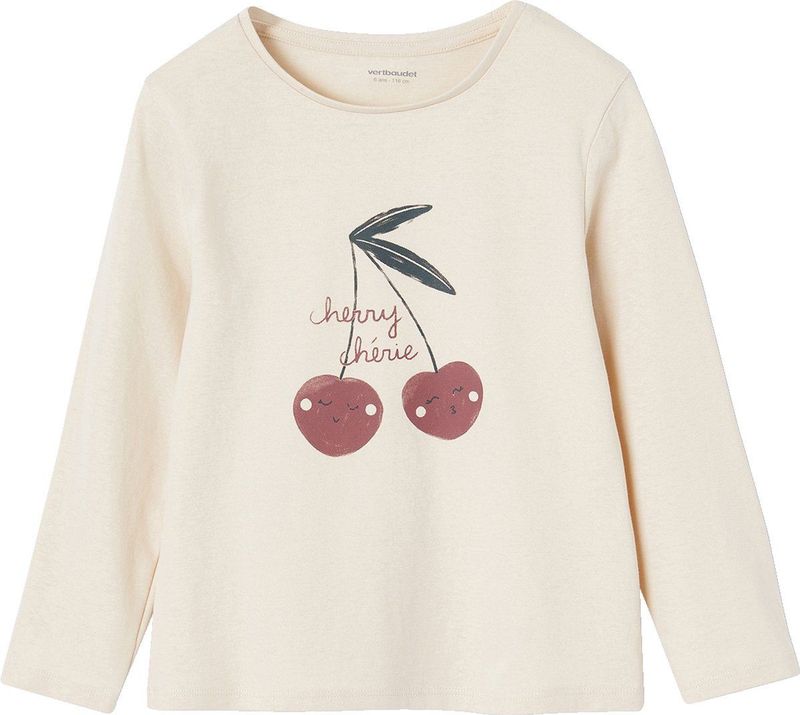 Vertbaudet - T-shirt - Meisjes - Met Tekst - Lange Mouwen - Glitterdetails