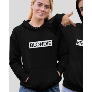 Blondie & Brownie Hoodie Block (Blondie - Maat L) | BFF Koppel Sweater | Best Friends Forever