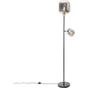 QAZQA zuzanna - Moderne Vloerlamp | Staande Lamp - 1 lichts - H 170 cm - Zwart Goud - Woonkamer | Slaapkamer | Keuken