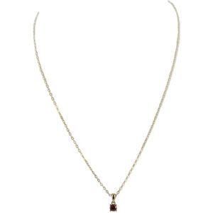 Silventi 9SIL-22215 Zilveren Ketting met Hangertje - Dames - Zirkonia - 4 mm Doorsnee - Oranje - Ankerschakel - 40 + 5 cm - Zilver - Gold Plated (Verguld/Goud op Zilver)