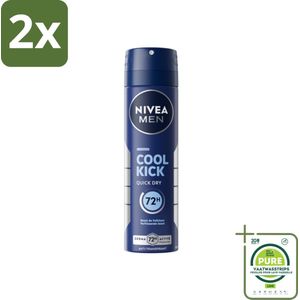 NIVEA Men Deodorant Spray Cool Kick 150 ml - Voordeelverpakking - 2 stuks - Anti-transpirant - Zweetbehandeling