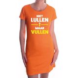 Niet Lullen maar Vullen tekst jurkje oranje dames - oranje kleding / supporter / Koningsdag M