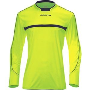 Masita | Keepershirt Heren & Dames Lange Mouwen - Elleboogpolstering - Soepele Lichte Stof - 100% Polyester - NEON GREEN/NAVY - 116