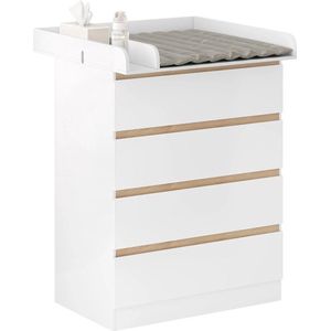 Gran Vida® - Commode met 4 Laden en Aankleedkussen - Wit
