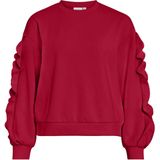 Vila - Vimentina Flounce O-neck Top - Jester Red - Dames