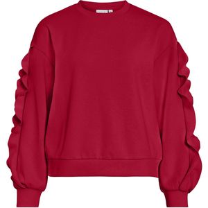Vila - Vimentina Flounce O-neck Top - Jester Red - Dames