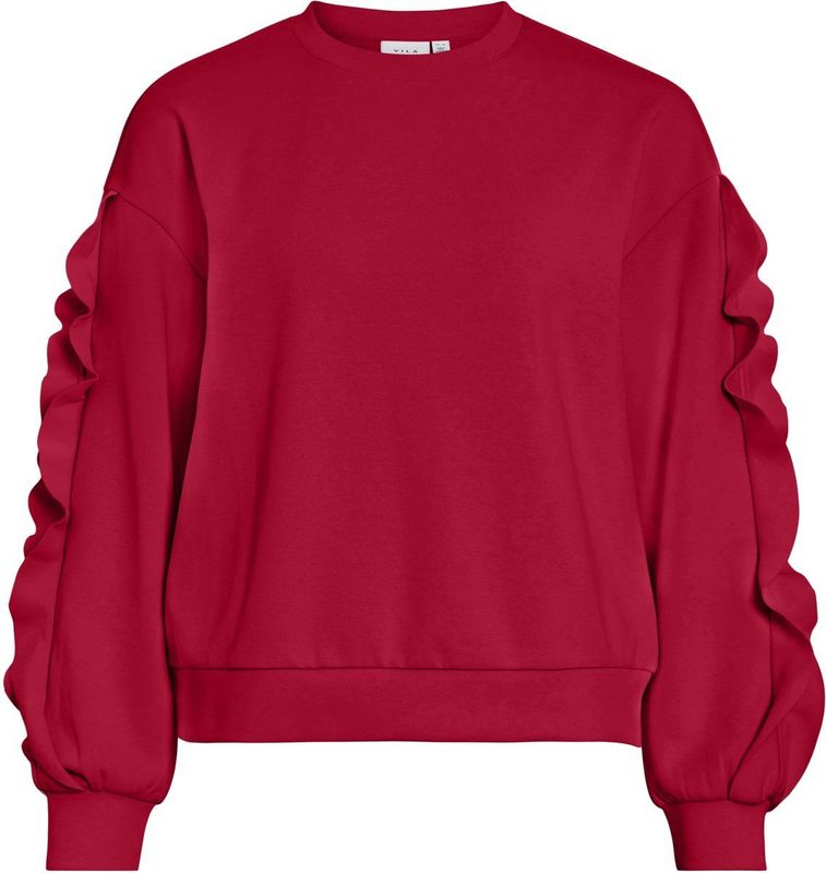 Vila - Vimentina Flounce O-neck Top - Jester Red - Dames