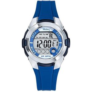 Tekday 654733 digitaal horloge 38 mm 100 meter blauw/ zilverkleurig