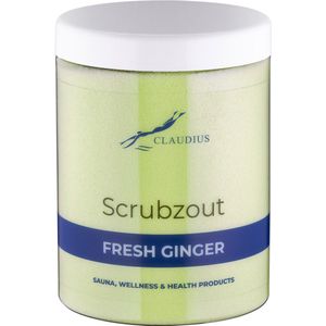 Scrubzout Fresh Ginger in handige pot - 1250 gram - met witte deksel - Hydraterende Lichaamsscrub