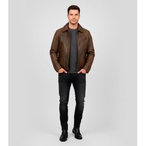 Blauer - Selwyn - Leren Jasje - Bruin - Slanke Pasvorm