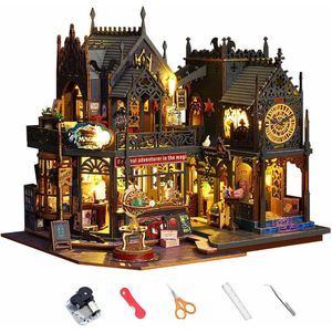 CNL Sight DIY miniatuur poppenhuis kit , Magic 3D House ,Magic City,Magisch houten poppenhuis met LED-licht,Halloween Handgemaakte Houten,creatief bouwmodel speelgoed poppenhuis voor jongens en meisjes