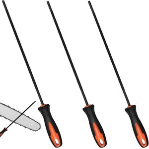 Vijlen voor kettingzaag zaagkettingen - Set van 3 stuks (40 mm, 48 mm, 55 mm) met handvat - Paardenvijl en ronde vijlen - Paardenrasp voor doe-het-zelf elektrische - Metaalvijlen