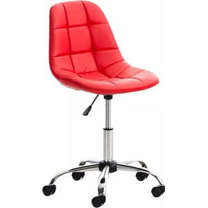 In And OutdoorMatch Werkkruk Flossie - Rood - Voor volwassenen - Op wieltjes - Kunstleer - Ergonomische bureaustoel - In hoogte verstelbaar